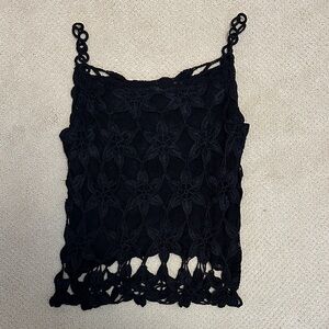 Elegant Black Crochet Women Top